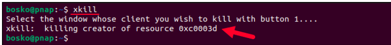 Linux xkill command